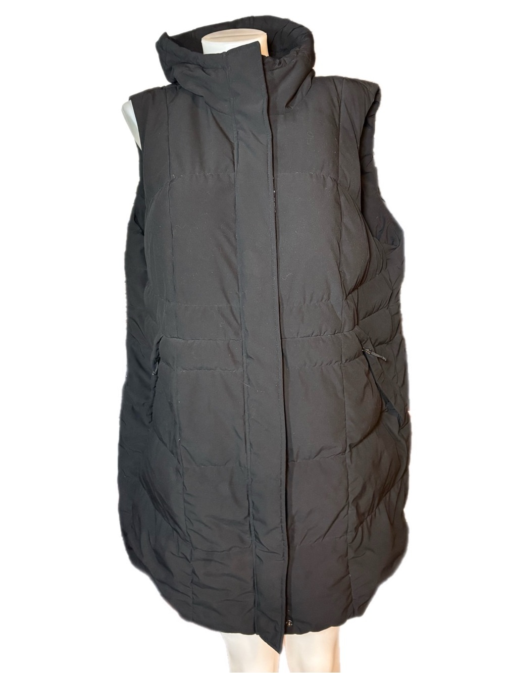 Lands' End Black Long Quilted Puffer Vest